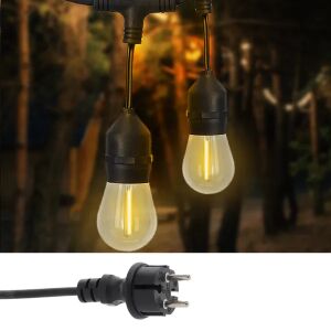 15 méteres meleg fehér LED fényfüzér erkélyre vagy teraszra, 15 izzóval, vízálló, IP44, távirányítóval - Sersimo