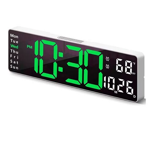 Zegar ścienny LED z datą, wyświetlaczem temperatury, pilotem, 5503, zielony