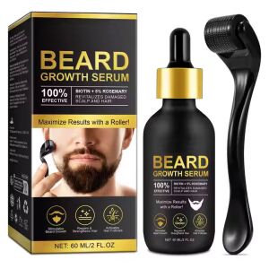 Set Premium pentru Cresterea si Ingrijirea Barbii cu DermaRoller + Ser cu Biotina, Rozmarin si Cofeina, NOVA KISS®, 60 ml 122554631 - Frumusețe și sănătate