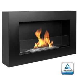 Biosemineu / Semineu cu bioetanol 65x40x12 cm – Box, negru mat structural, incastrabil sau suspendat, cu arzător TUV, sticlă securizată, pâlnie și pietricele decorative incluse | Design modern pentru interior, nu lasa cenusa, nu emana fum sau miros 122552746 - Șemineu și sobă