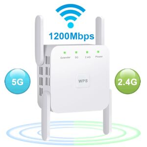 Wi-Fi усилвател 1200Mbps с 4 външни антени, двулентов 2.4GHz & 5GHz - Nonbrand Wi-Fi рутер, адаптер