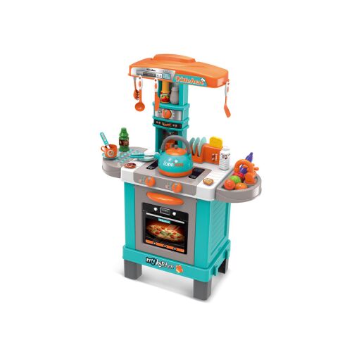 Kuchnia do zabawy Játékkonyha ze światłami i dźwiękami, turkusowo-pomarańczowa