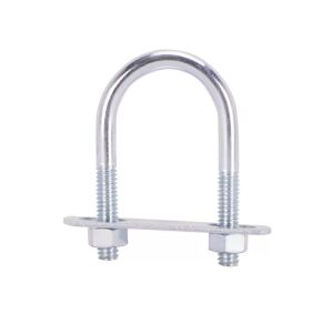 Brida prindere panou gard zincata cu placuta si piulite pentru stalp 80 mm 122555936 - Element de gard