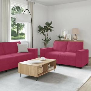 vidaXL Set canapea din catifea bordo, 2 piese, cu perne, in decor de living - Canapele