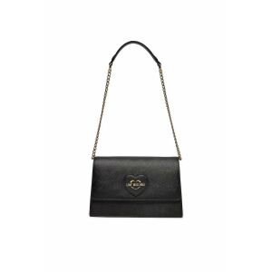 Love Moschino schwarze Schultertasche mit goldener Kette und Herzlogo - Zubehör Kleidung