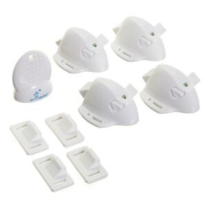 Dreambaby Magnetic Locks, 4 pack, white, with key, close-up - Baby Safety Lock