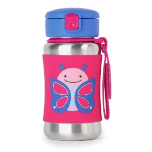 SKIP HOP Zoo Edelstahl-Strohhalm-Wasserflasche Schmetterling 12m+ 122561563 - Trinkbecher, Becher