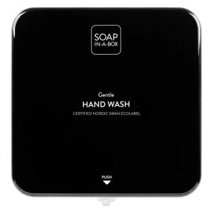 Mydlový dávkovač Soap-In-A-Box, čierny, predný pohľad - Dávkovač mydla