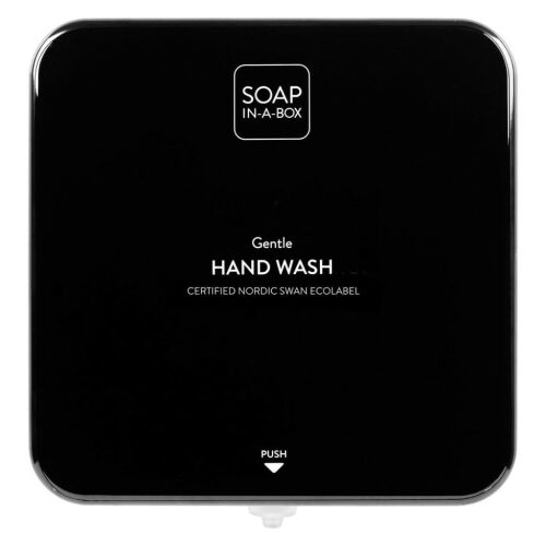 Mydlový dávkovač Soap-In-A-Box, čierny, predný pohľad