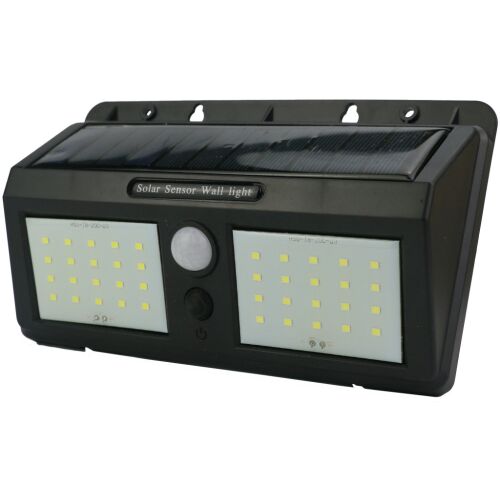 Слънчева лампа за стена с датчик за движение Entac, 2.3W SMD LED, 3 режима, PIR, Черен