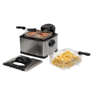 Home HGOLS4 deep fryer with food, french fries, burgers - Deep Fryer