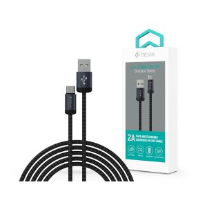 Čierny opletený nabíjací kábel Devia Gracious Series 1m USB-A do USB-C - USB káble