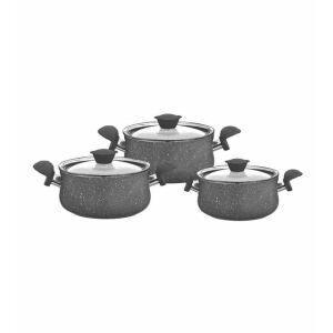 Set de vase OMS 6 piese, aluminiu/granit, gri - Veselă