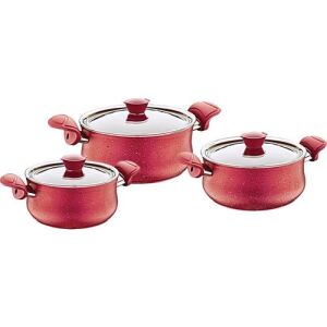 OMS 6-teiliges Kochgeschirr-Set, Aluminium/Granit, rot - Koch- & Backgeschirr