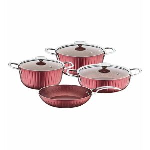 Set de vase OMS 7 piese, aluminiu/granit, bordo - Veselă