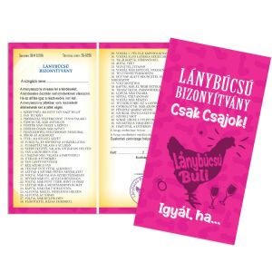 Vicces lánybúcsú bizonyítvány csajos estére - Vicces ajándék