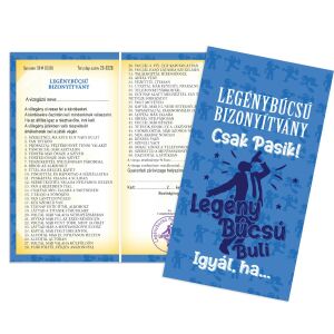 Vicces legénybúcsú bizonyítvány csak férfiaknak. Humoros ajándék ötlet legénybúcsúra. - Vicces ajándék