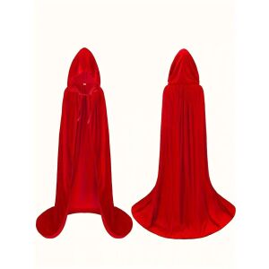 Elölnézet és hátulnézet a piros bársony kapucnis köpenyről - Jelmez felnőtteknek