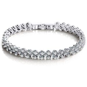 Сребърна тенис гривна с циркониеви камъни, 18 cm - Мода и обличане