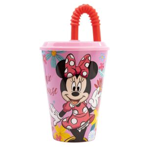 DISNEY Minnie Maus 430ml Trinkbecher mit Strohhalm - BPA Frei - Trinkbecher, Becher