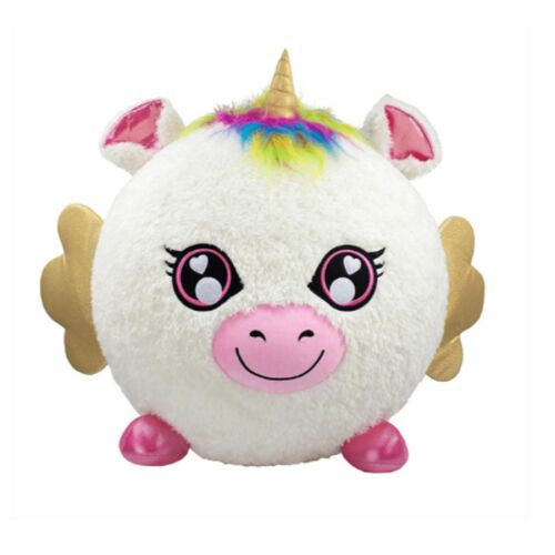 Biggies XXL felfújható plüss unikornis, fehér, arany szárnyakkal és rózsaszín részletekkel