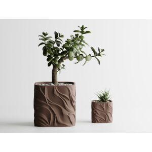 Ghiveci decorativ Sani, Zephyra, mare 112 x 112 x 109 mm, Maro Inchis Mat 122637187 - Ghivece pentru flori