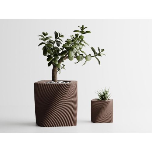 Декоративна саксия Sani, Corba, средна 115 x 115 x 112 мм, тъмно кафяв мат 122637309