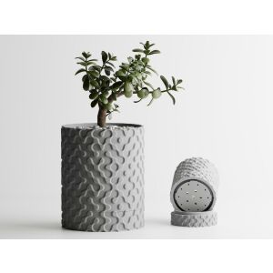 Ghiveci decorativ Sani, Nevada,  mic 81 x 81 x 102 mm, Gri Deschis Mat 122637378 - Ghivece pentru flori