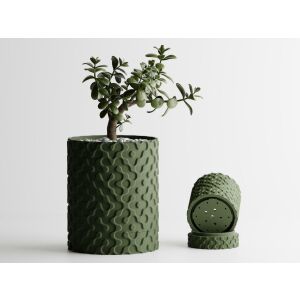 Ghiveci decorativ Sani, Nevada, mic 81 x 81 x 102 mm, Verde Inchis Mat 122637382 - Ghivece pentru flori