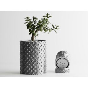 Ghiveci decorativ Sani, Nevada,  mic 81 x 81 x 102 mm, Argintiu 122637409 - Ghivece pentru flori