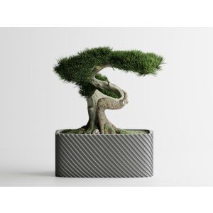 Ghiveci decorativ Sani, Bonzai, mare 185 x 103 x 80 mm, Gri Mat 122637514 - Ghivece pentru flori