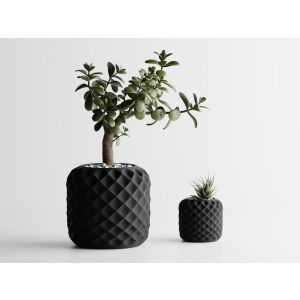 Ghiveci decorativ Sani, Diamond,  94 x 94 x 200 mm, Negru Mat 122637614 - Ghivece pentru flori