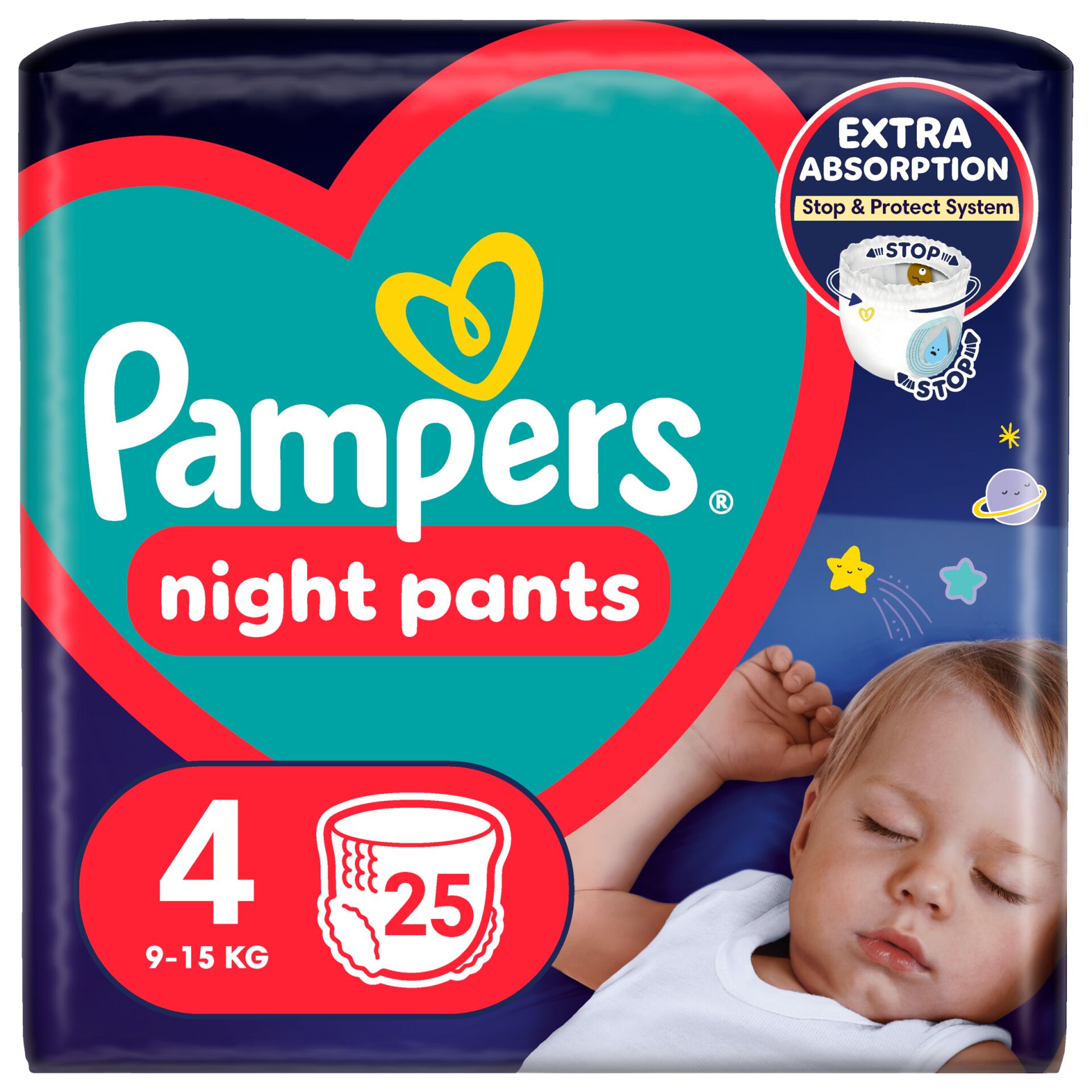 E-shop Pampers Nočné plienkové nohavičky 9-15kg Maxi 4 (25ks)