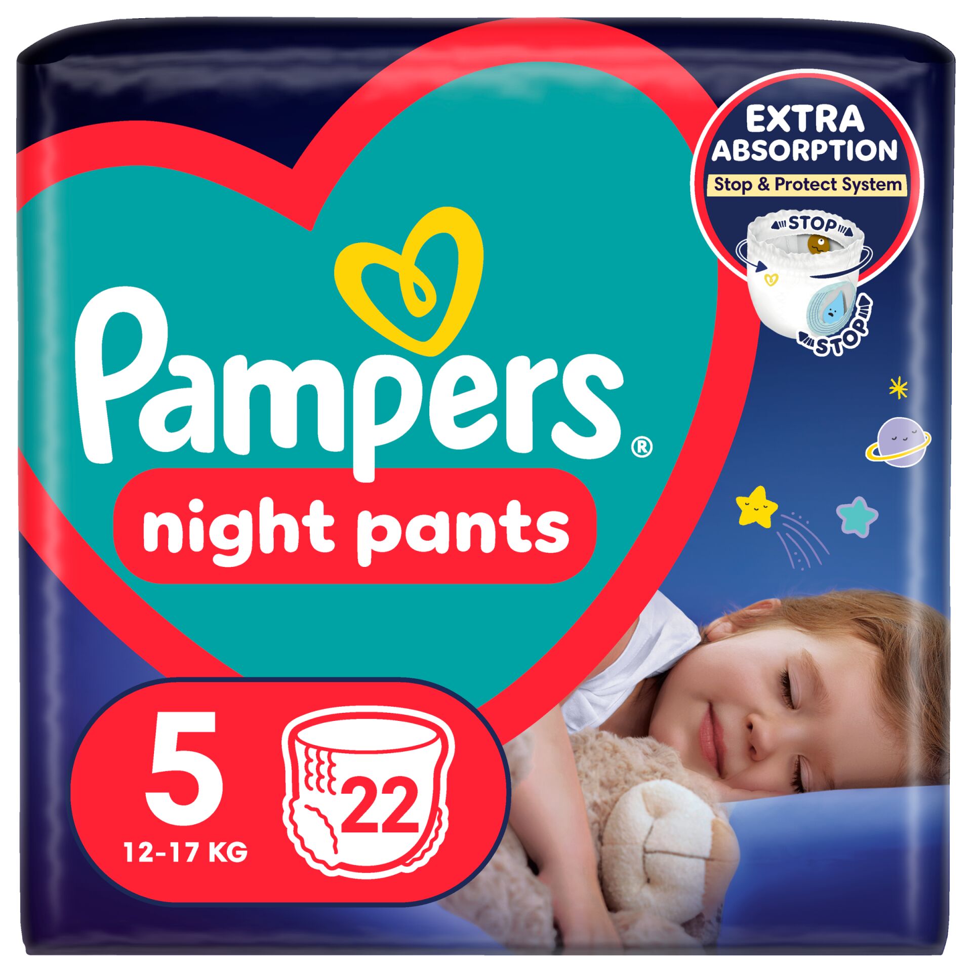 E-shop Pampers Nočné plienkové nohavičky 12-17kg Junior 5 (22ks)