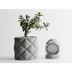 Ghiveci decorativ Sani, Atlanta, mic 91 x 91 x 85 mm, Gri Deschis Mat 122750731 - Ghiveci