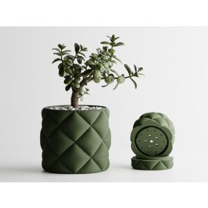 Doniczka dekoracyjna Sani, Atlanta, mała 91 x 91 x 85 mm, Ciemnozielona matowa 122750753 - Punch