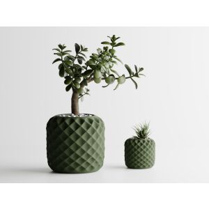 Doniczka dekoracyjna Sani, Diamond, 94 x 94 x 200 mm, Ciemnozielona matowa 122751244 - Ogród