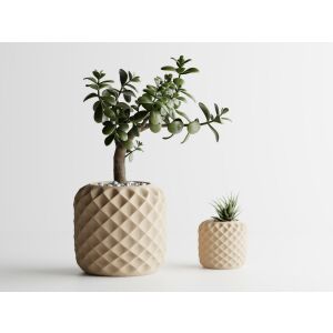 Doniczka dekoracyjna Sani, Diament, 94 x 94 x 200 mm, Piaskowy mat 122751271 - Ogród