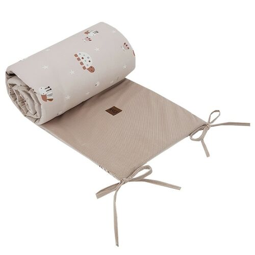 EKO VELVET Bees Beige Crib Bumper 180x35 cm, rolled and tied
