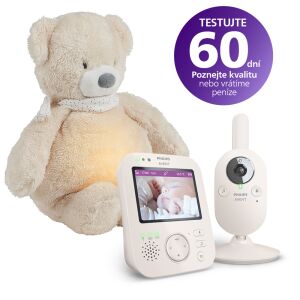 Philips AVENT SCD891/26 video baby monitor with Nattou Sleepy Bear Beige plush toy - Baby Monitor & Breathing Monitor and Safety Gate