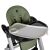 Close-up of Petite&Mars Tasty High Chair in Mature Olive color with tray
