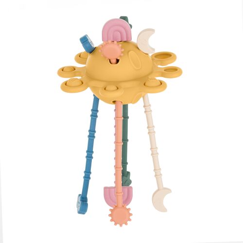 Petite&Mars Crazy Planet Intense Ochre sensory toy for babies 10m+