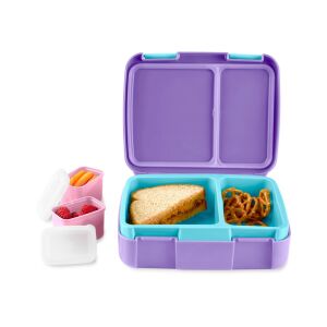 Skip Hop Zoo Narwhal Bento Box, open with food - Baby Food & Drink Container