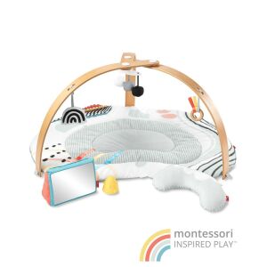 SKIP HOP Discoverosity Montessori baby play mat with wooden gym, sensory toys, and tummy time pillow - Baby Gyms & Play Mat