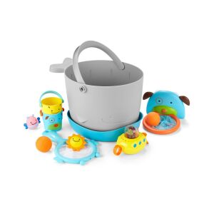 SKIP HOP Bath Toy Set with Whale Bucket, Submarine, and Net - Bath Toy