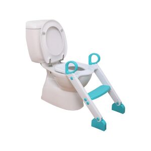 Dreambaby blau-weißer Toilettentrainer mit Tritthocker auf Toilette - Kinderhocker