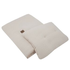 EKO Beige Musselin Baby Bettwäsche Set - 2-teilig (30x40 cm Kissen, 75x100 cm Decke) - Bettwäsche