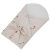 Angled view of EKO Bees Beige baby swaddle blanket with coconut insert and bow