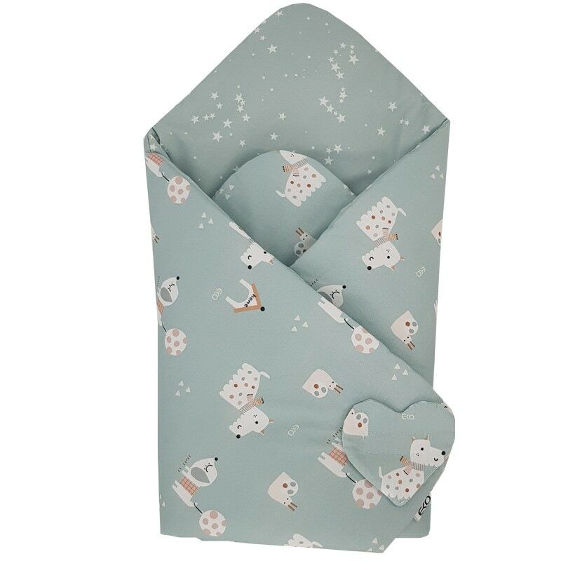 E-shop EKO Obojstranná bavlnená zavinovačka Psy Stars Mint 75x75 cm