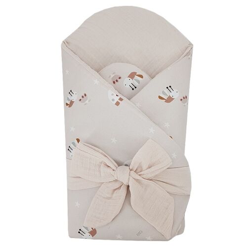 EKO Muslin Swaddle with Coconut Insert - Bees Muselin Beige 75x75 cm